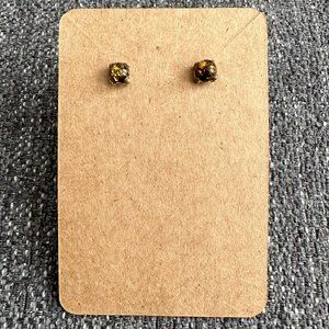 Amber and Silver Stud Earrings
